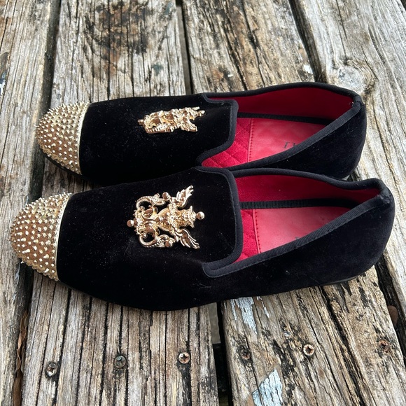 JITAI Men’s Leather Lined Black Velvet Upper Slip-On Loafer Luxury Shoe Size 10 - Picture 2 of 8